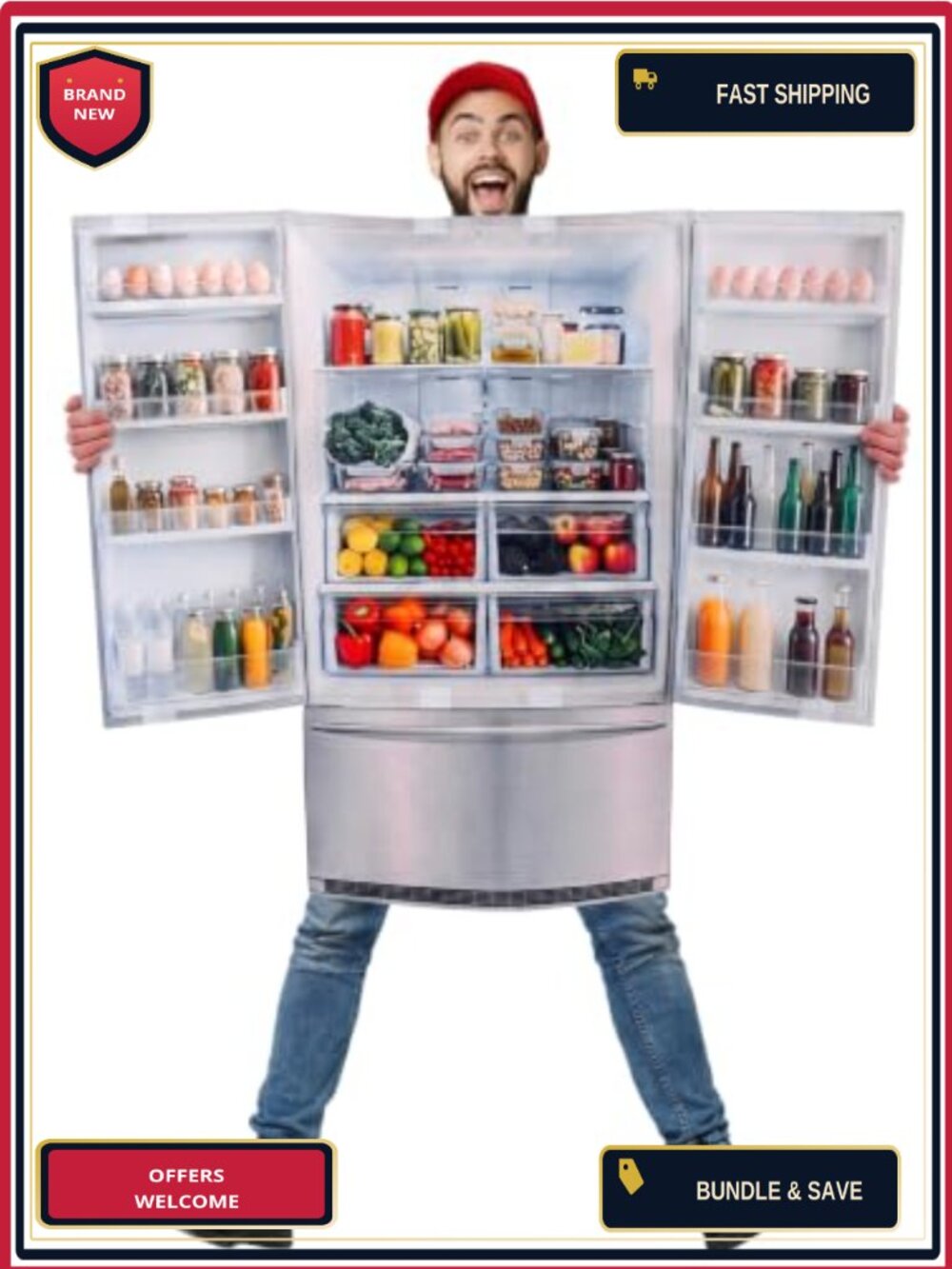 Adult Refrigerator Costume Felt Retractable Fridge Cosplay Halloween